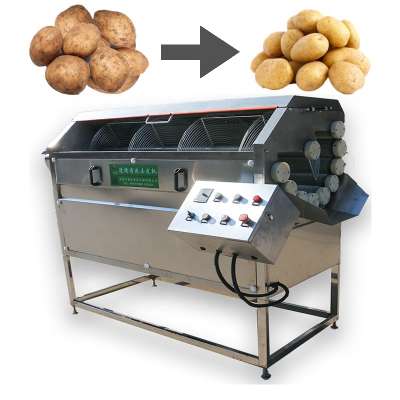 Automatic industrial potato washing and peeling machine